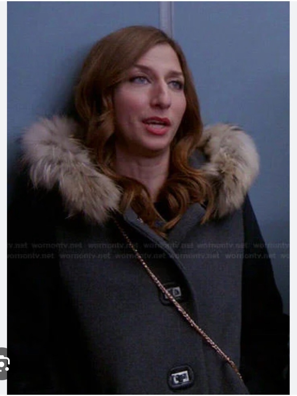 Sandro Gray and Black Wool Coat with Faux Fur Hood